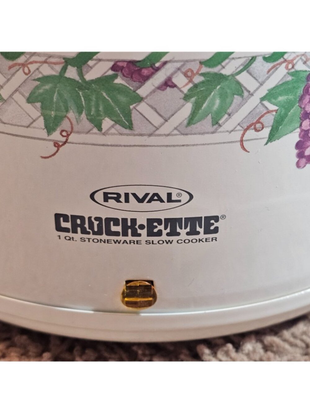 Vtg Rival Crock-Ette 1 Quart Slow Cooker 3205 Grapevine Green Stoneware w/ Box - Picture 3 of 12
